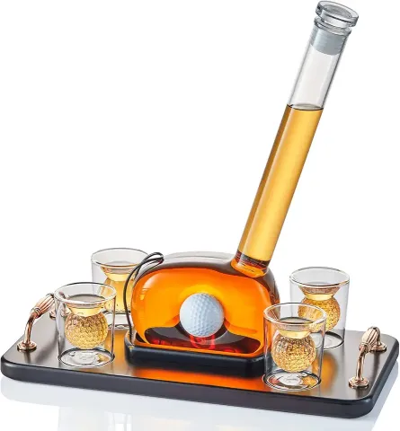 Golf Whiskey Decanter Set with Shot Glasses