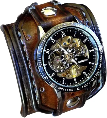 Mens Steampunk Leather Watch