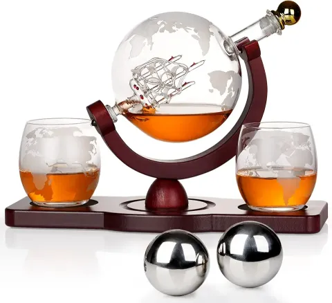 Whiskey Decanter Globe Set