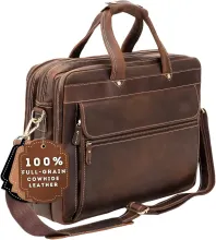  Full Grain Leather Briefcase for Men