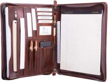  Leather Business Portfolio Padfolio with Zipper
